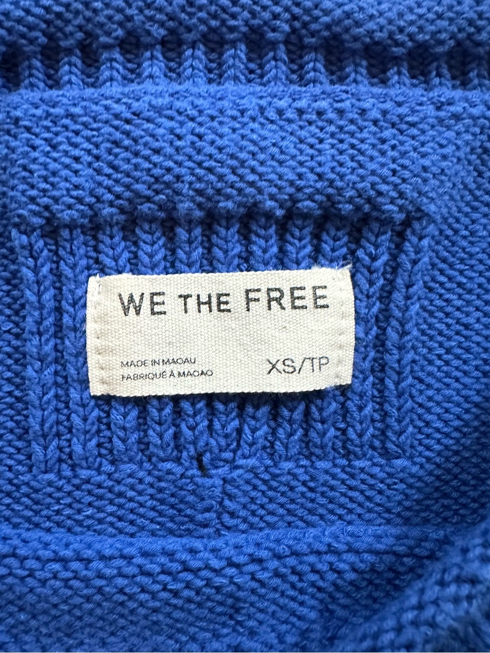 Free People We The Free Ella Roll Neck Cotton Sweater Turkish Blue XS - Picture 5 of 10